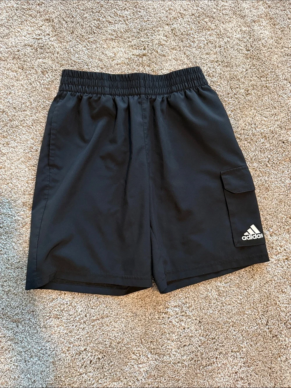 Adidas Boys Black Athletic Shorts with Cargo Pocket